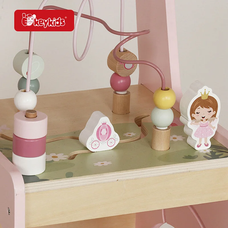 Multiple Learning Activities Push and Pull Wooden Baby Walker for Girls W16E319